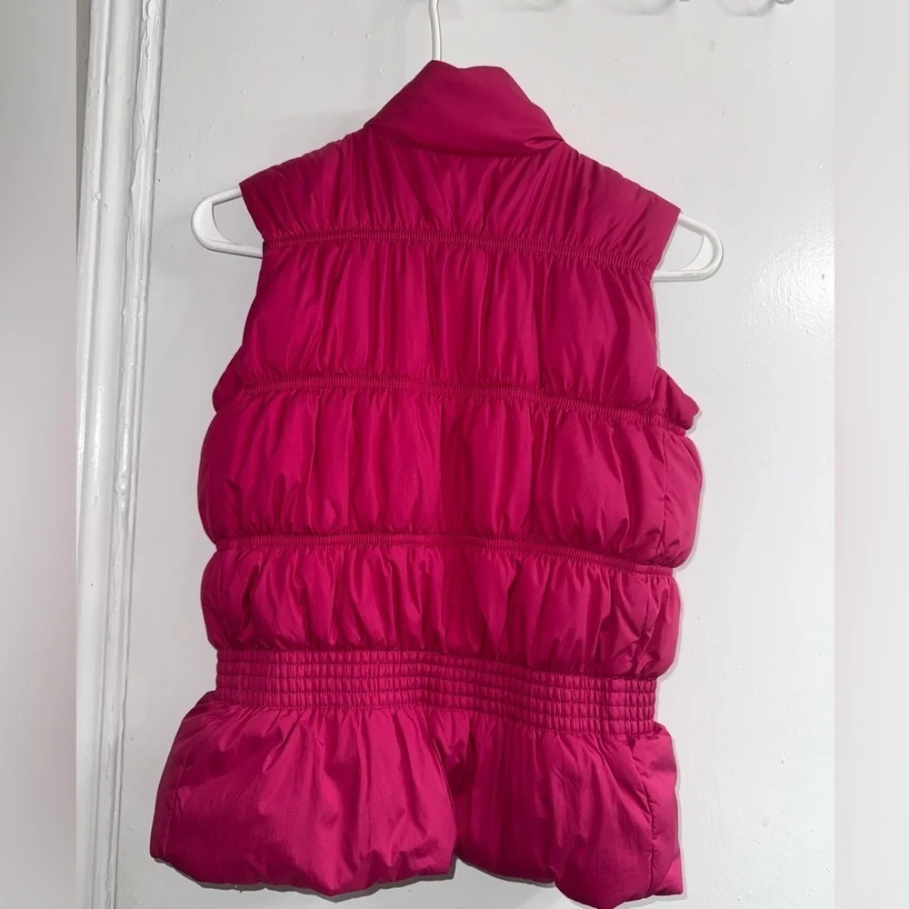 Ralph Lauren Girls Reversible Full Zip Down Puffer Vest Size 8-10 Pink/navy blue